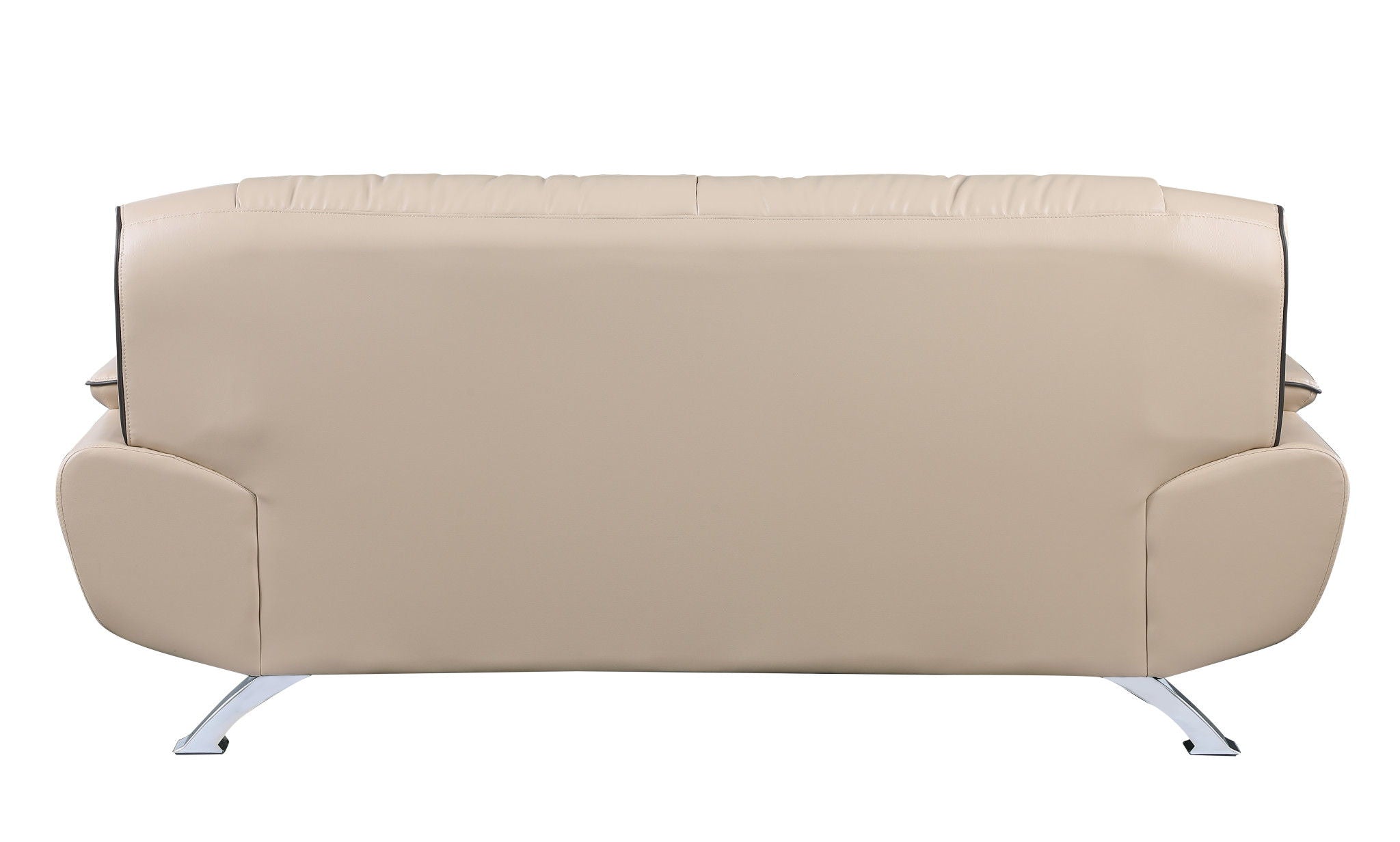 Sofa With Silver Legs Leather - Beige