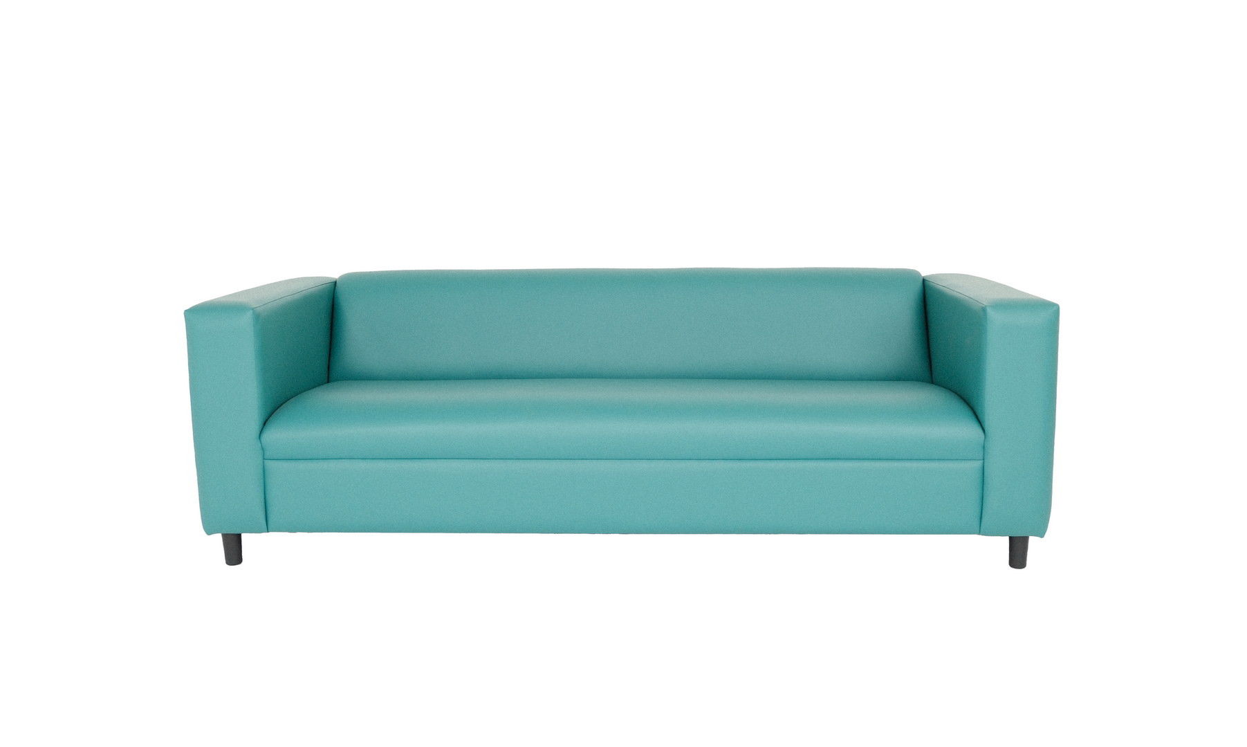 Faux Leather Sofa With Black Legs - Blue