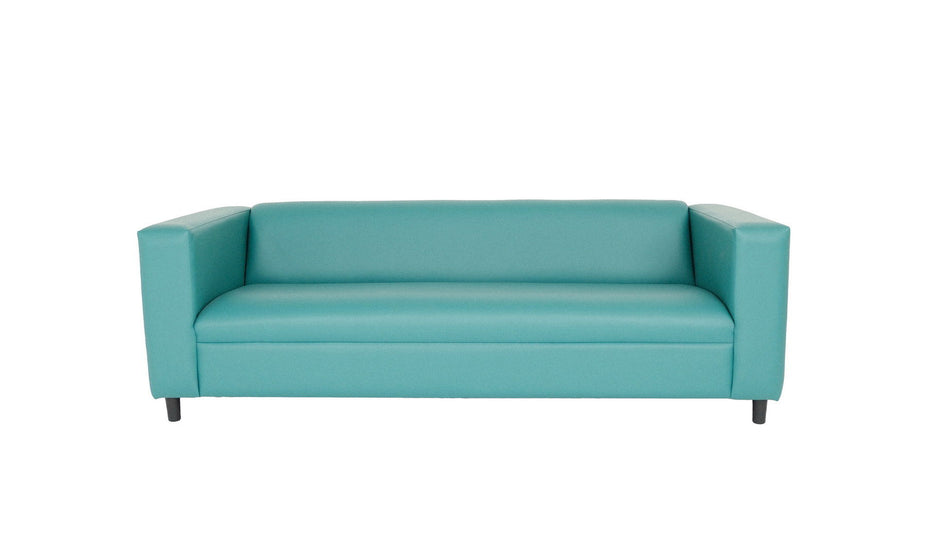 Faux Leather Sofa With Black Legs - Blue