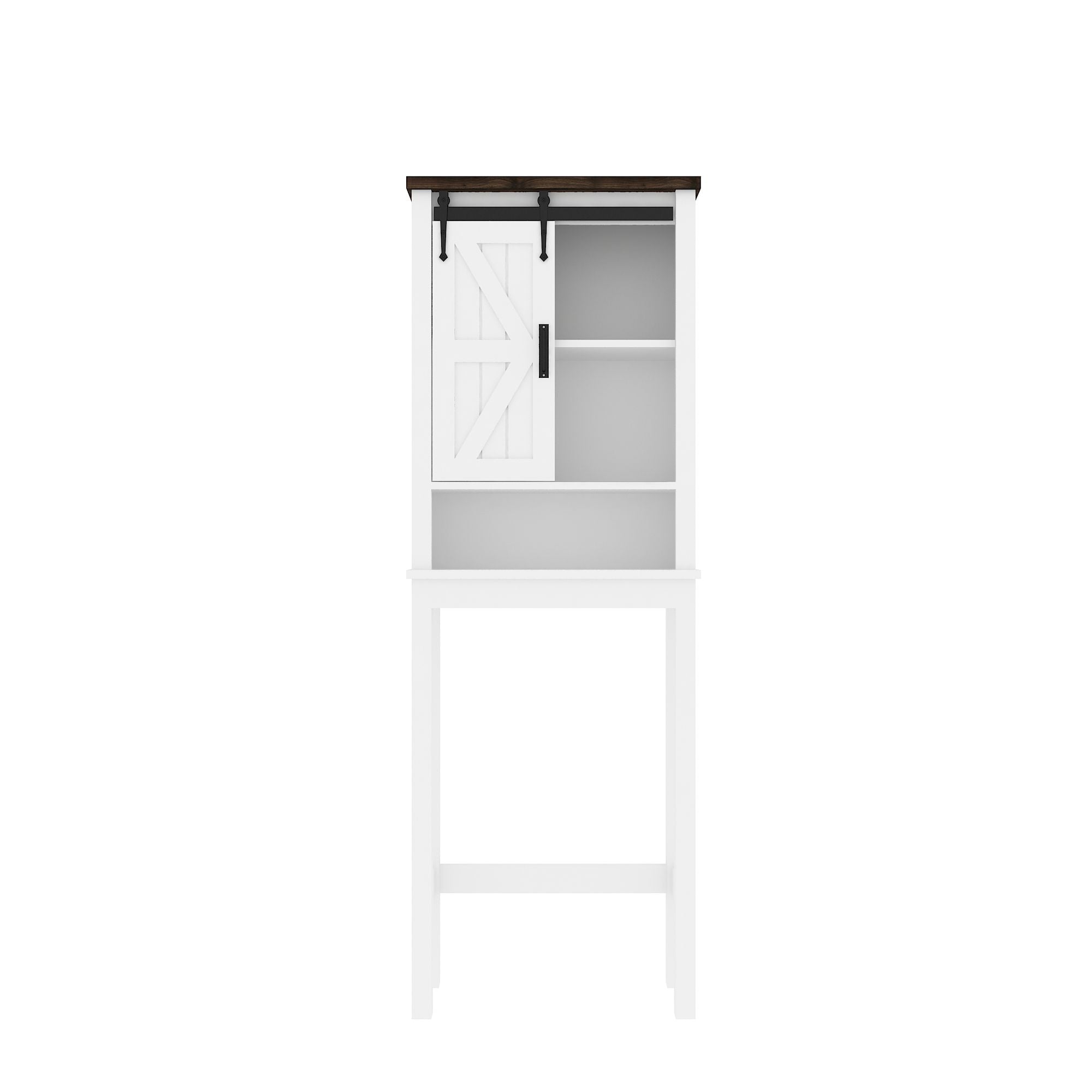 Over The Toilet Storage Cabinet, Farmhouse Above Toilet Storage Cabinet With Adjustable Shelves & Sliding Barn Doors, Organizers Over Toilet For Bathroom, Living Room - White