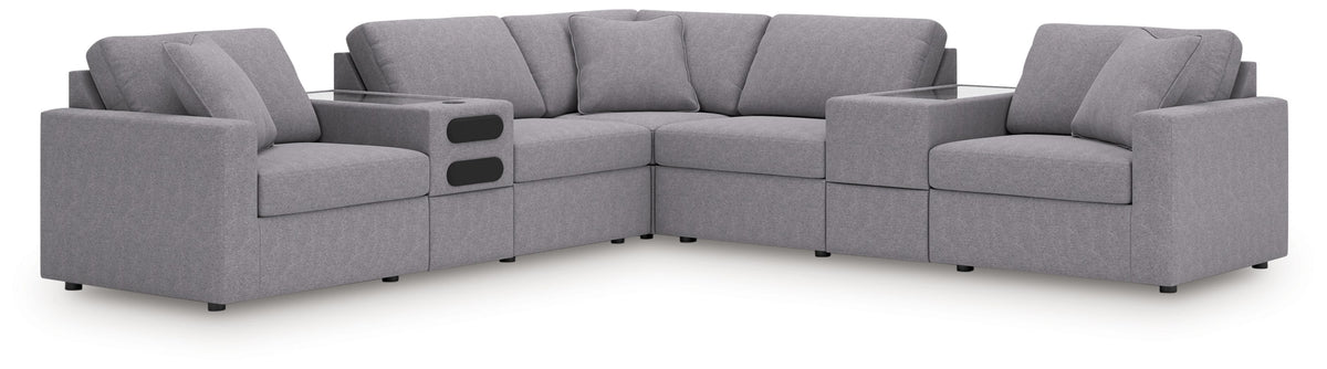Modmax - Granite - Sectional Gray 7 Pc. Sectional With Audio And Storage Consoles by Signature Design by Ashley® | Bel Furniture