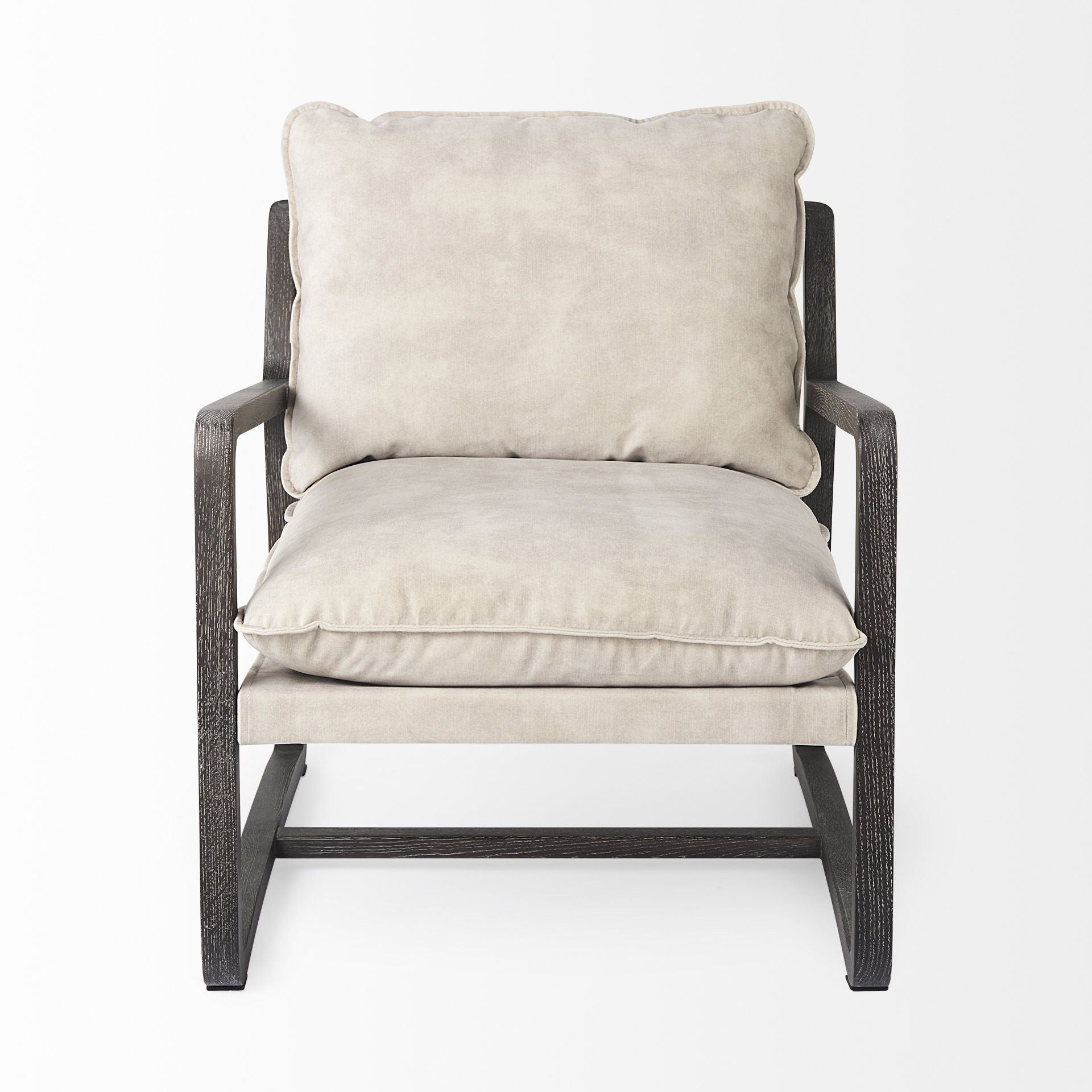 Fabric Lounge Chair - Cream / Black