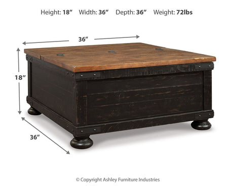 Valebeck - Lift Top Cocktail Table - Black / Brown - view 6
