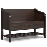 Connaught - Entryway Storage Bench With Shelf - Chestnut by Simpli-Home | Bel Furniture