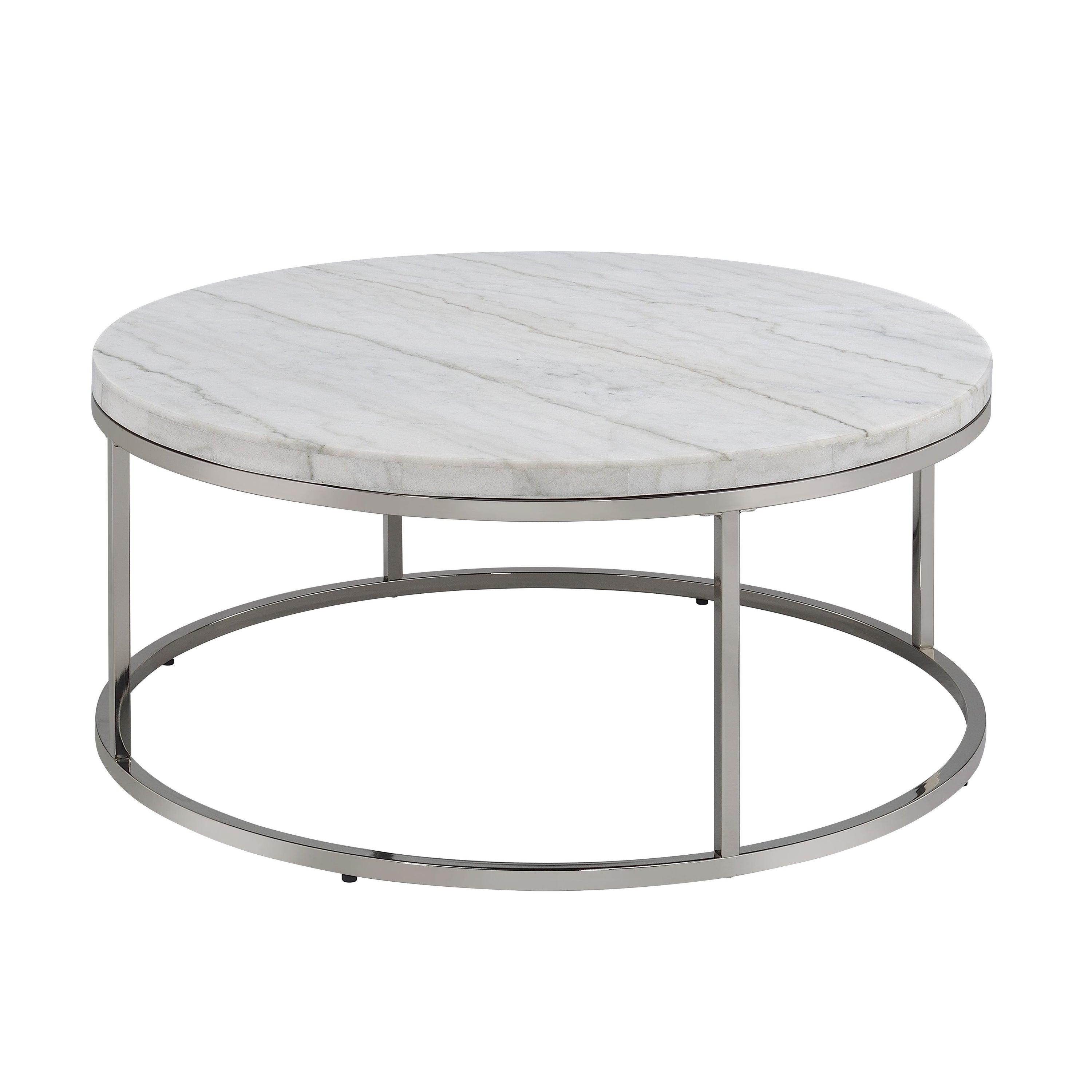 Zaidee - Mable Top Nickel Coffee Table - White