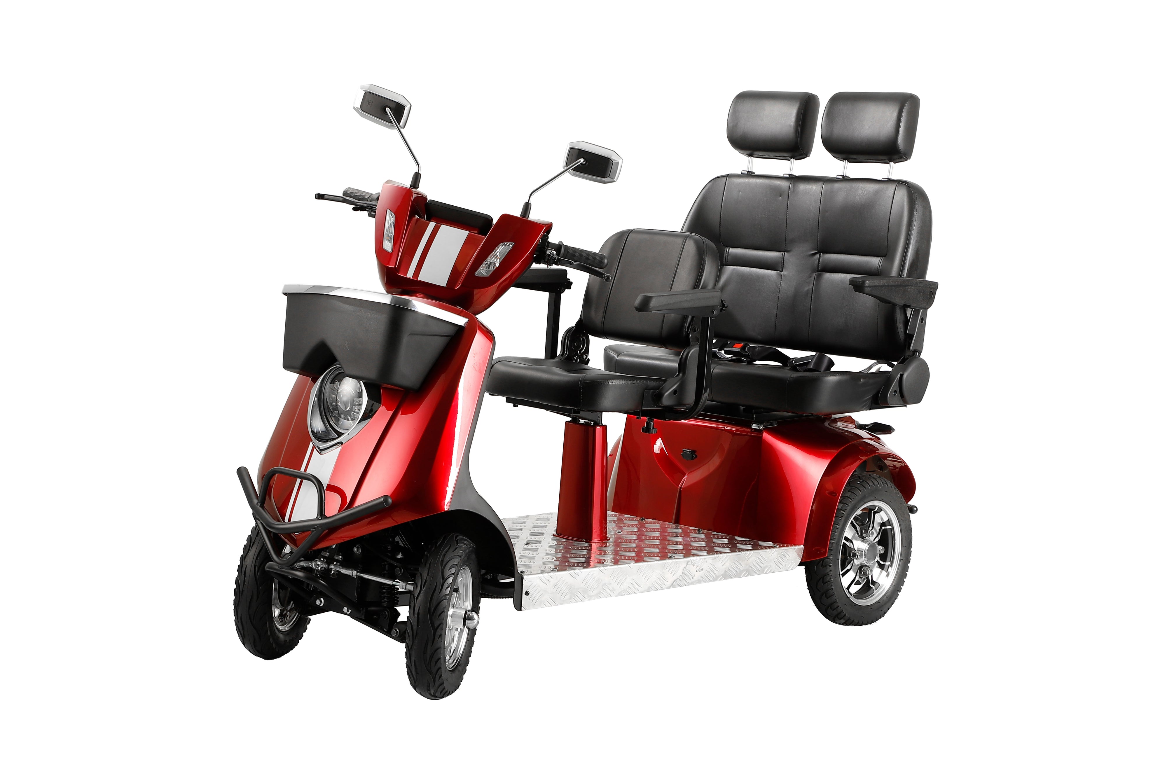 Electric Mobility Recreational Travel Scooter For Adults, Mobility Scooters For Seniors, 4 Wheel Powered Mobility Scooters - Red