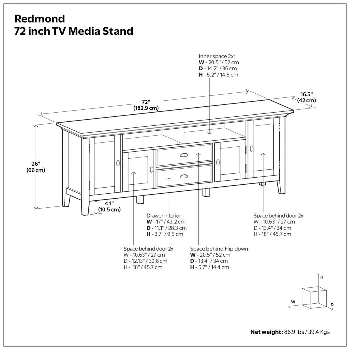 Redmond - TV Media Stand - Rustic Natural Aged Brown