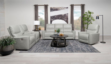 Greenfield - Power Reclining Sofa Set Pearl Silver 3 Pc. Sofa, Loveseat, Chair by Coaster Fine Furniture | Bel Furniture
