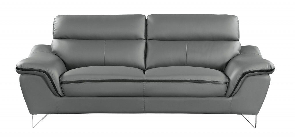 Faux Leather Love Seat - Silver / Gray