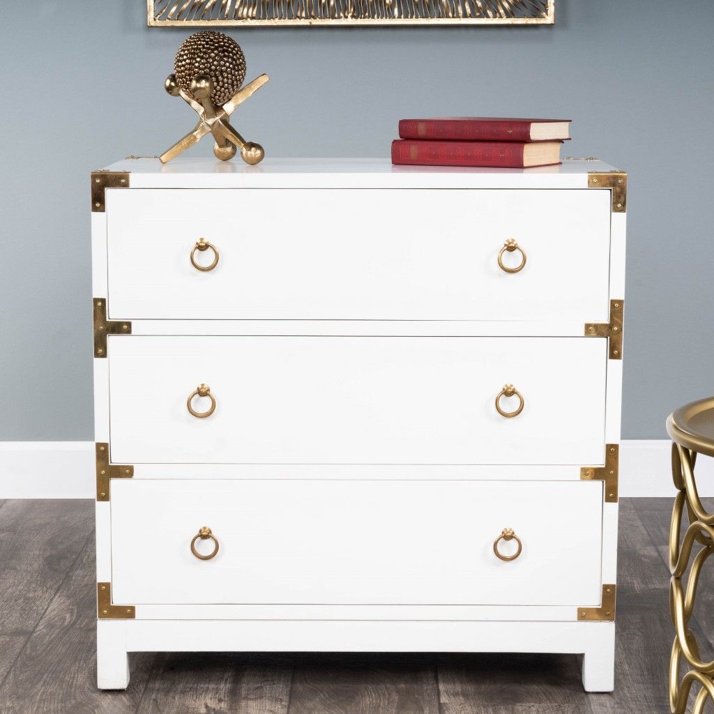 Solid Wood Three Drawer Dresser - White