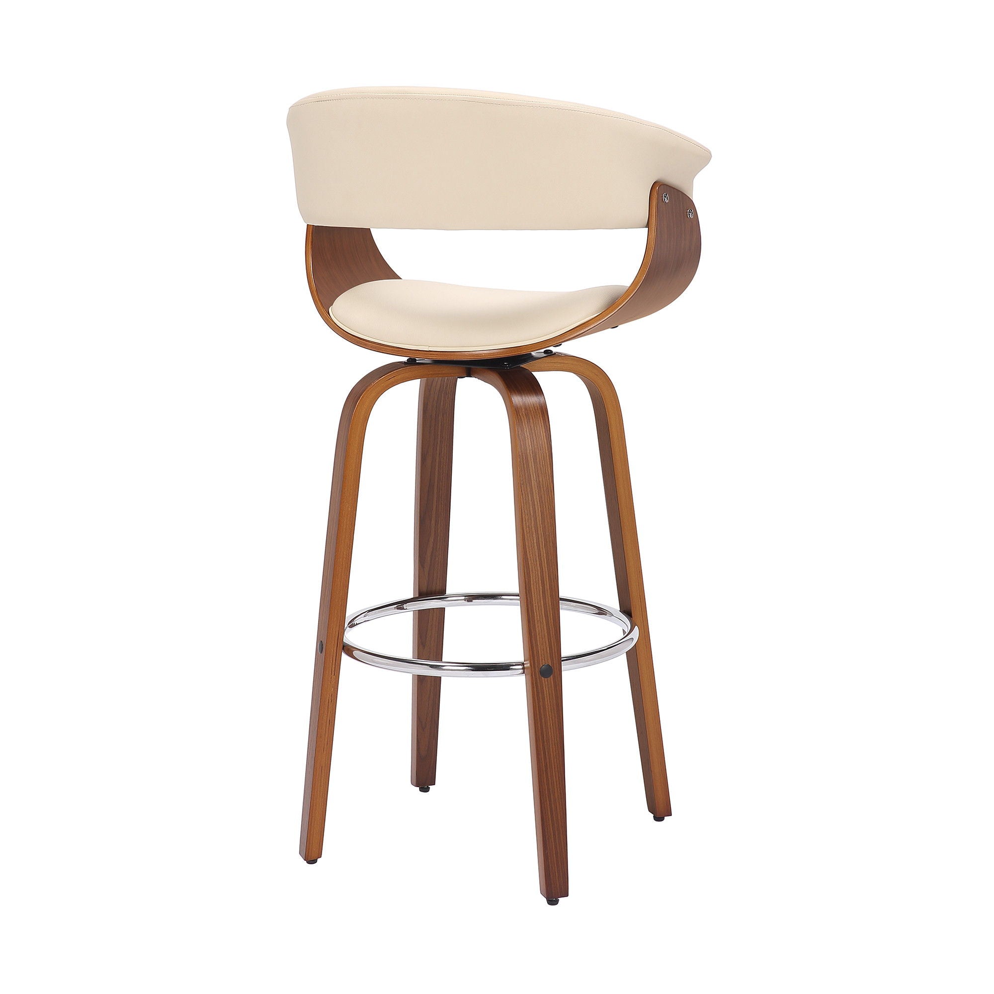 Swivel Low Back Bar Height Bar Chair - Cream / Brown