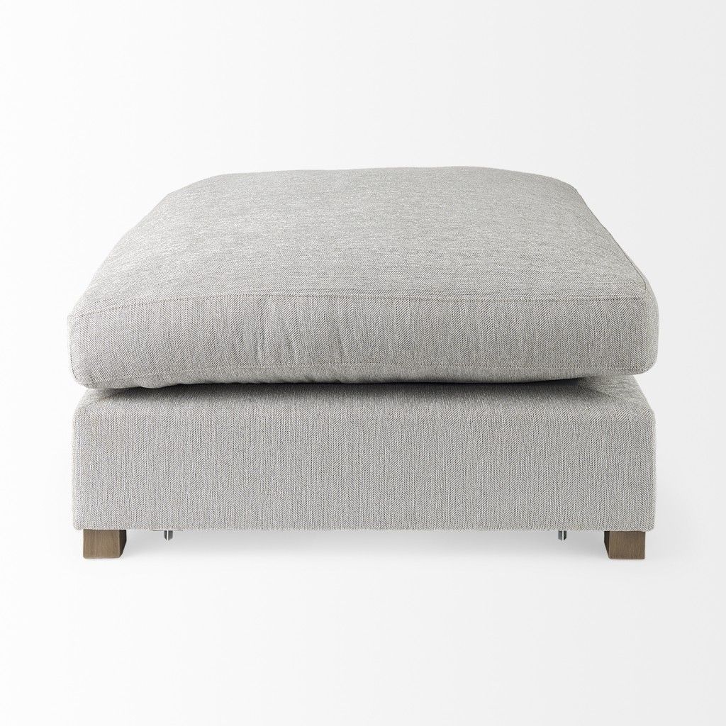 Polyester And Brown Cocktail Ottoman - Light Gray