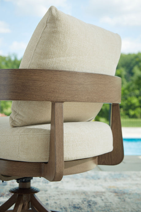 Serene Bay - Dark Brown / White - Swivel Chair With Cushion (Set of 2) by Signature Design by Ashley® | Bel Furniture