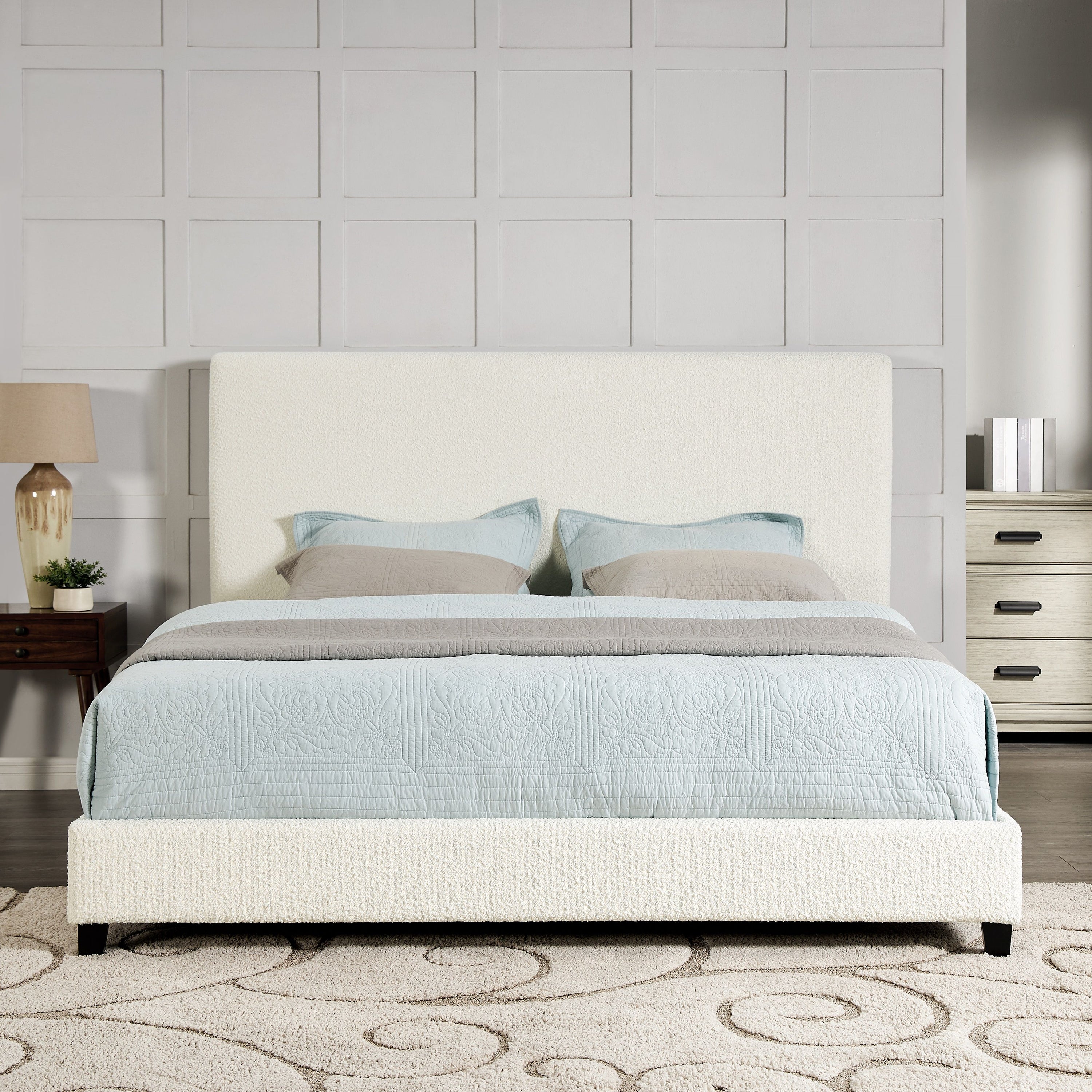 Boucle Upholstered Platform Bed