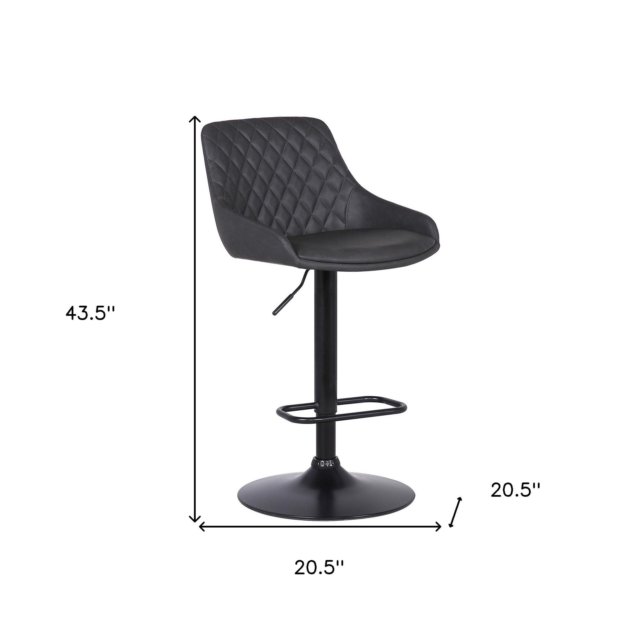 43.5" Swivel Low Back Adjustable Height Bar Chair - Gray / Black