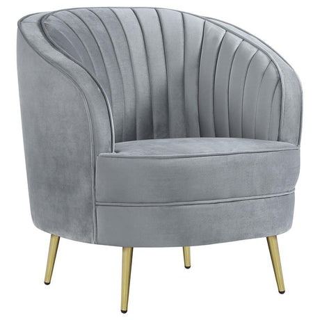 Sophia - Upholstered Channel Tufted Barrel Accent Chair Dark Gray by CoasterEssence | Bel Furniture