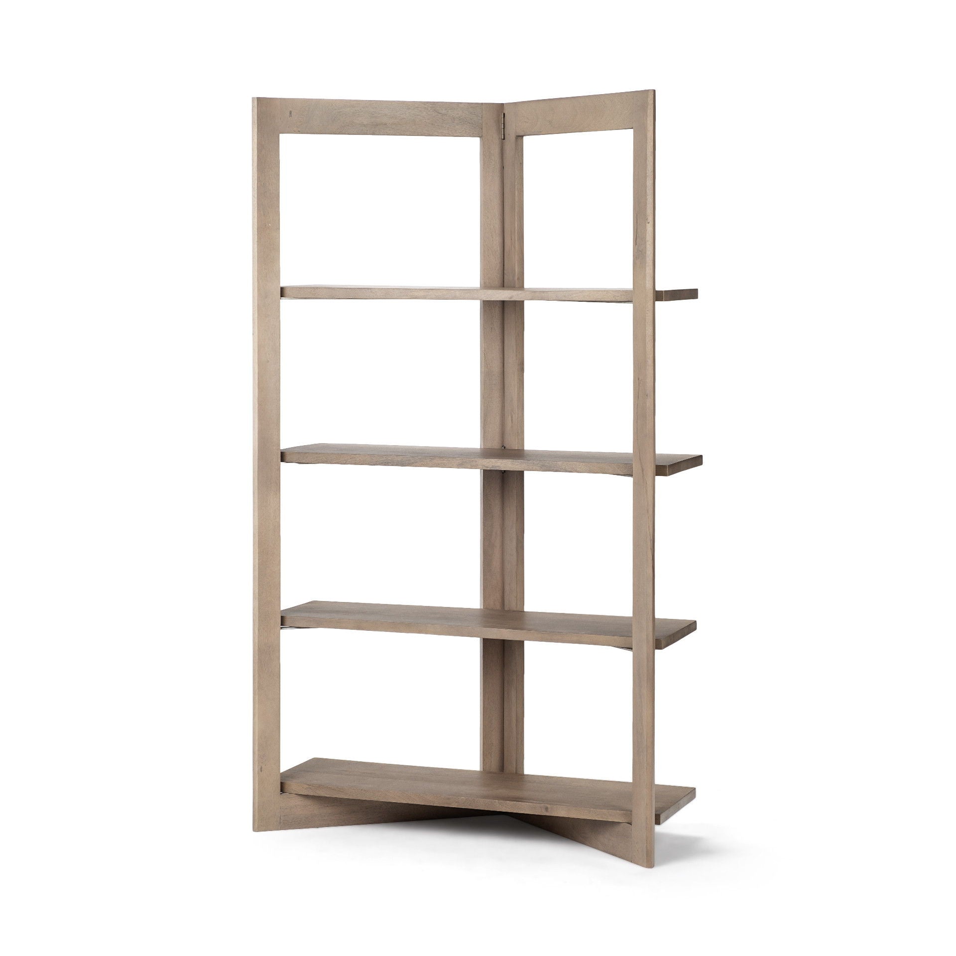 Wood Shelving Unit With 4 Shelves - Light Brown