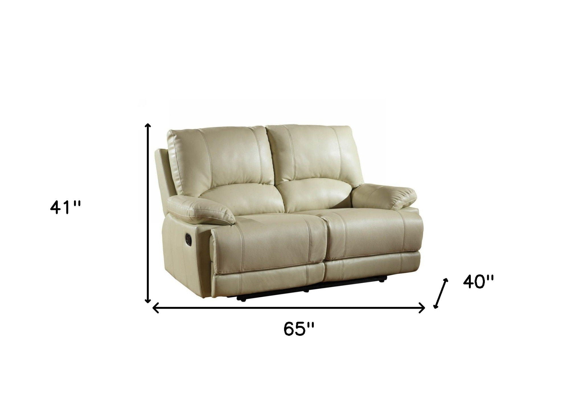 Faux Leather Manual Reclining Love Seat - Beige