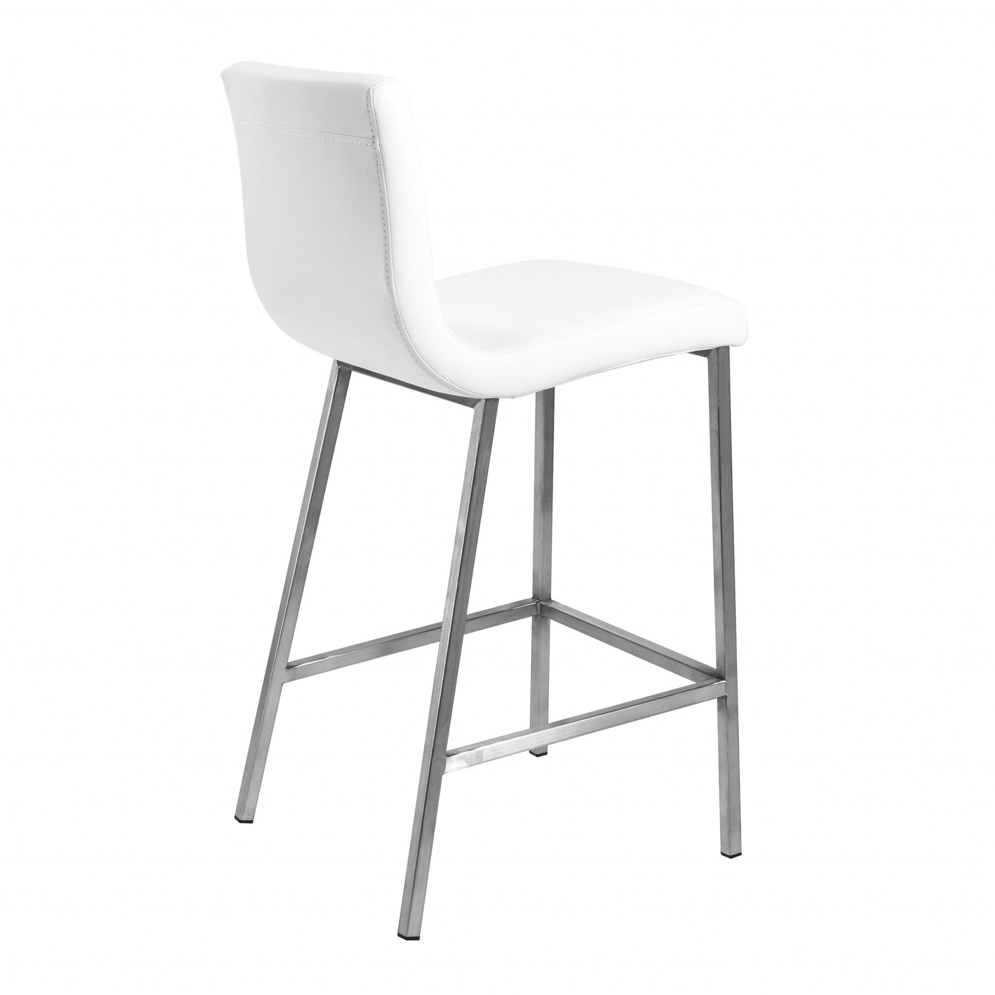 Low Back Counter Height Bar Chairs (Set of 2) - White / Silver