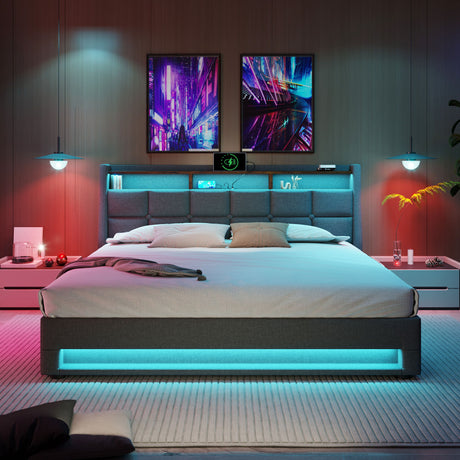 Upholstered Platform Bed With A Hydraulic Storage System, LED And USB Charging (Without Mattress) - view 45