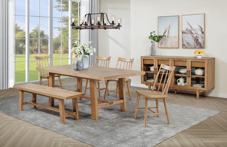 Middleton - Extension Leaf Dining Set Light Brown 6 Pc. Table, 4 Chairs, Bench by Coaster Fine Furniture | Bel Furniture