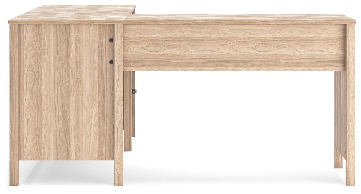 Battelle - Tan - 60" Home Office Desk With Return by Signature Design by Ashley® | Bel Furniture