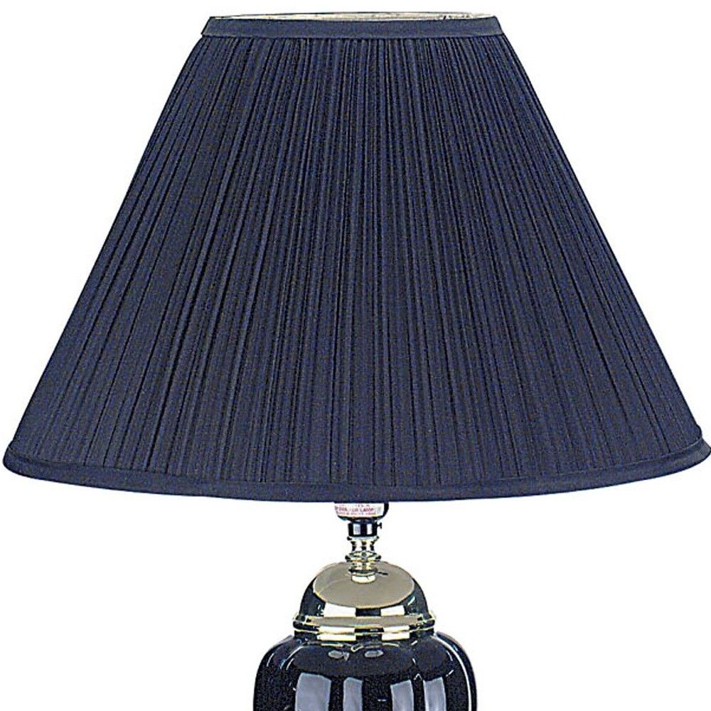 Ceramic Urn Table Lamp With Black Empire Shade - Black / Gold