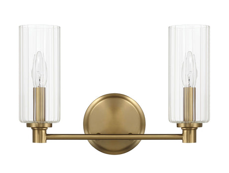 Regal - Double Light Vanity With Clear Ribbed Satin - Antique Brass / Clear - view 11