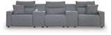 Modmax - Salt And Pepper - Reclining Sectional Gray 5 Pc. Power Reclining Sectional With 2 Storage Consoles by Signature Design by Ashley® | Bel Furniture