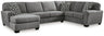 Birkdale Court - Sectional Gray 3 Pc. Left Arm Facing Corner Chaise Sectional by Benchcraft® | Bel Furniture