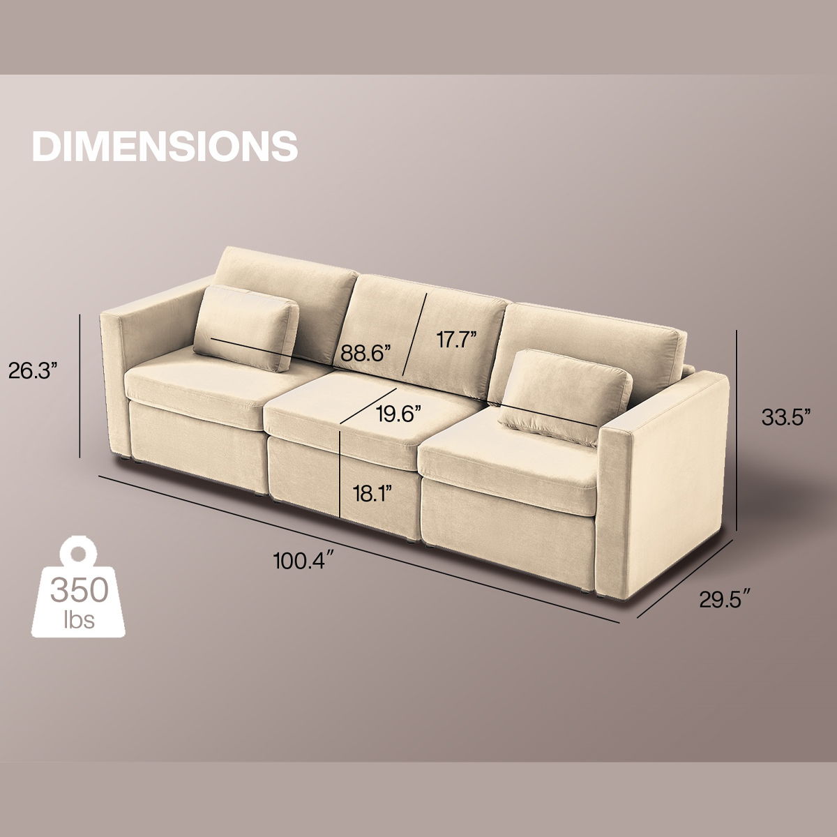 3 Seats Modern U-Shape Sectional Sofa, Oversized Upholstery Chaise Couch With Storage Ottomans For Living Room / Loft / Apartment / Office