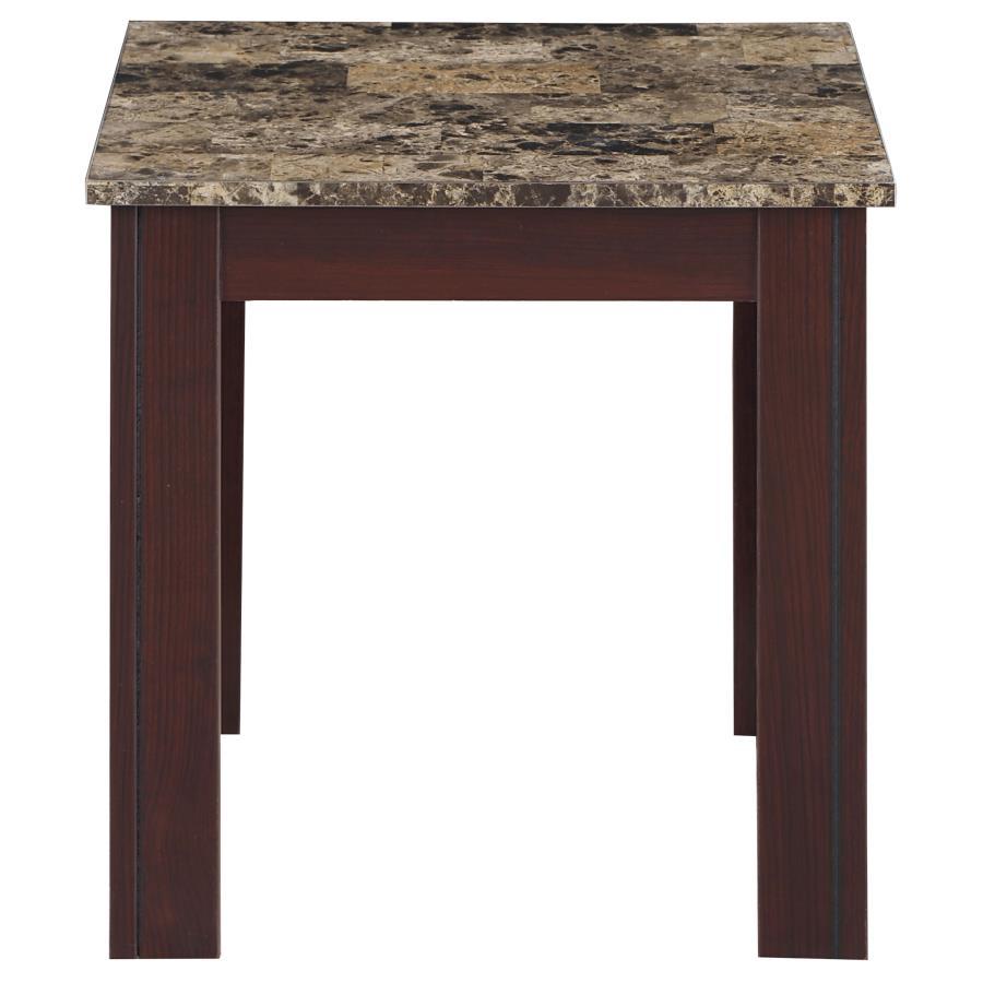 Rhodes - 3 Piece Faux Marble Top Coffee Table Set - Brown