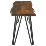Neve - Live Edge Wood Dining Bench Hairpin Legs - Gray Sheesham by CoasterEssence | Bel Furniture