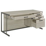 Loomis - 4-Drawer Computer Desk - Whitewashed Gray by CoasterEssence | Bel Furniture