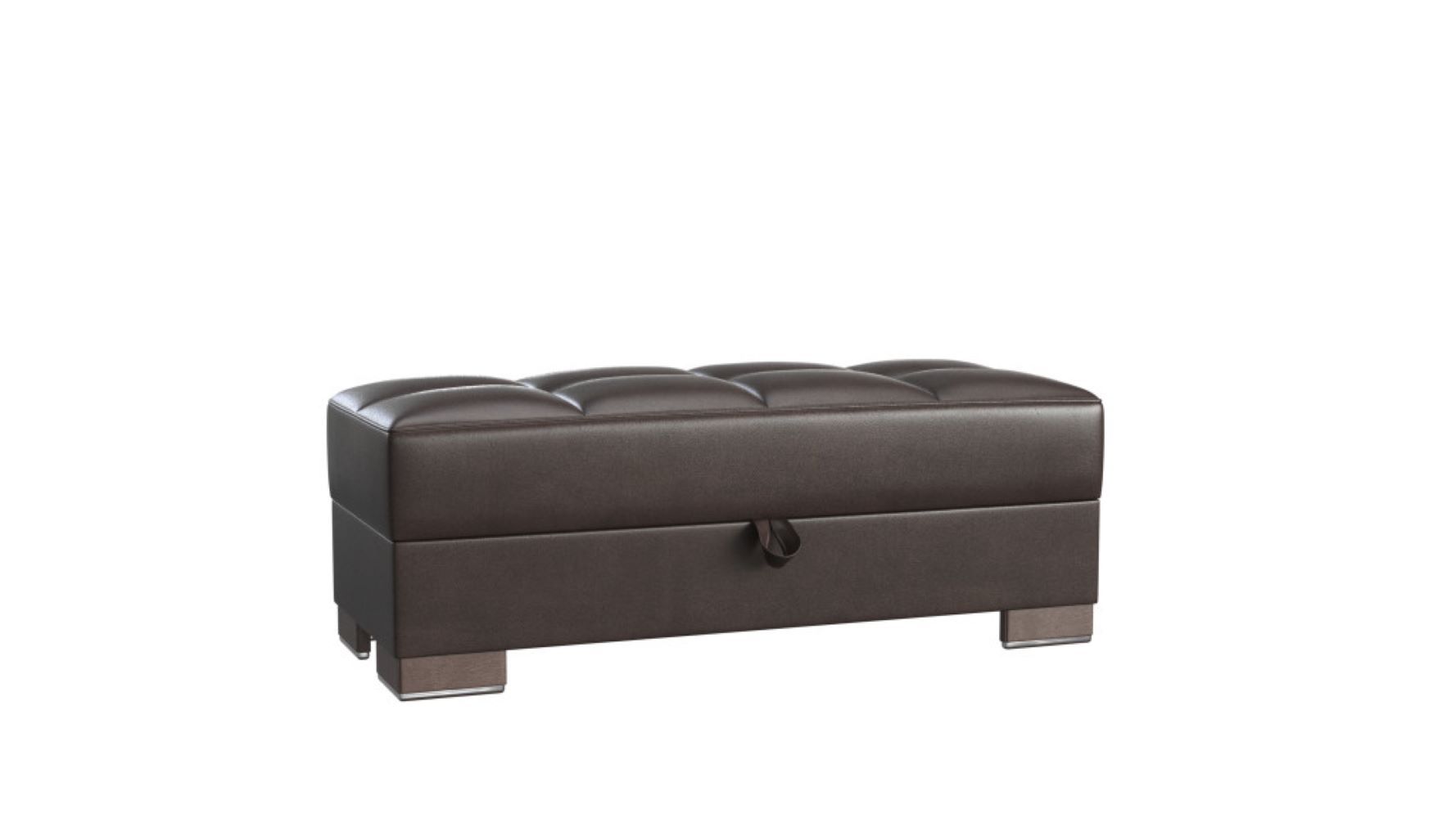 Faux Leather Tufted Storage Ottoman - Brown