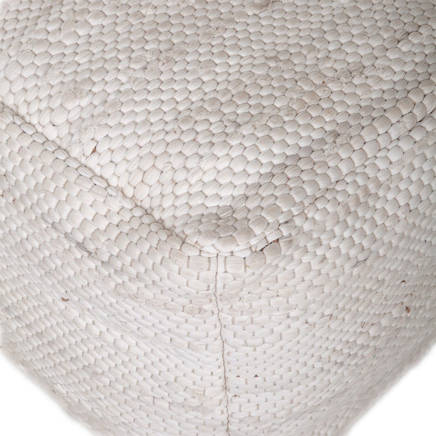 Chic Chunky Textured Pouf - White