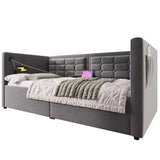 Upholstered Hydraulic Storage Daybed With USB & Type C Charging