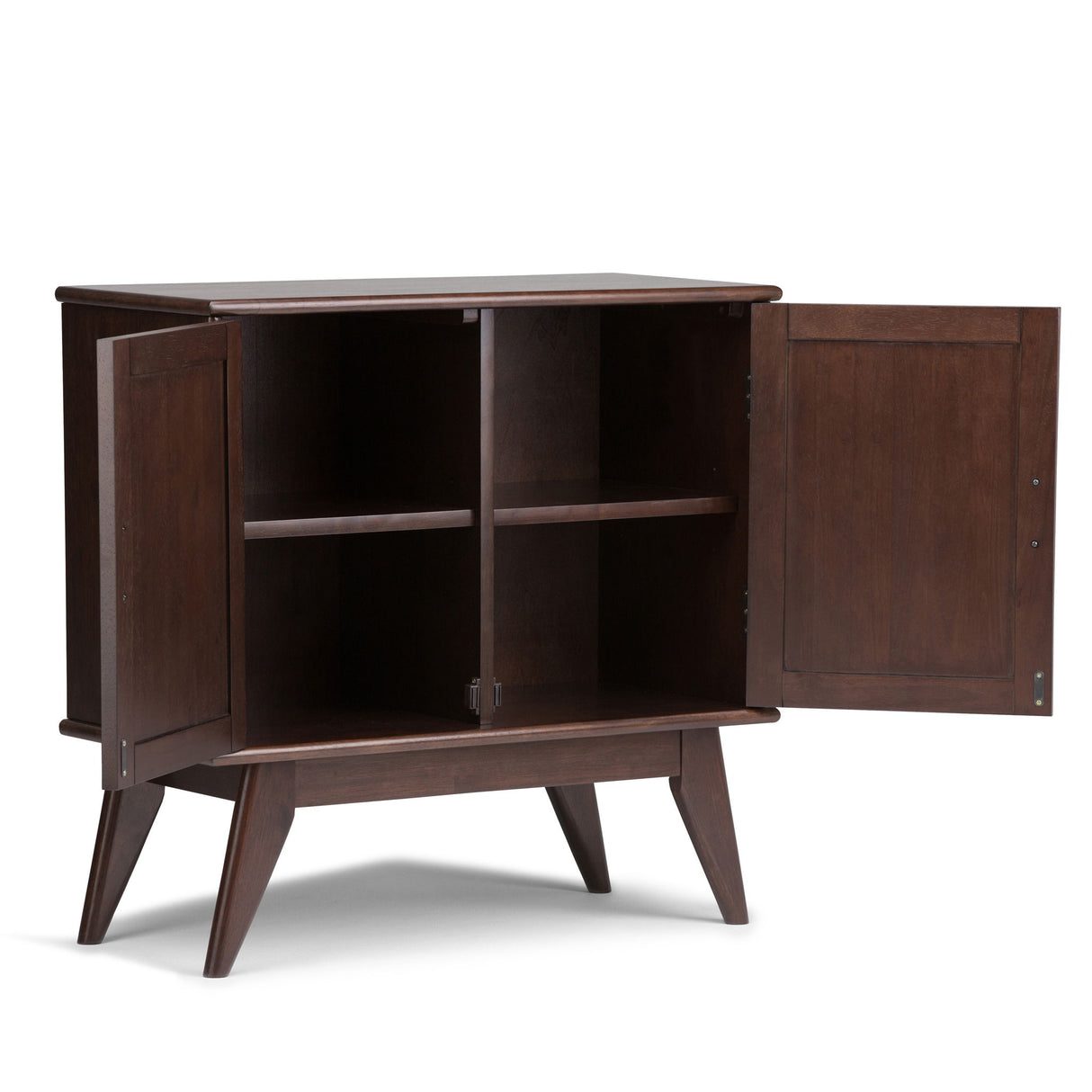 Draper - Mid Century Low Storage Cabinet - Medium Auburn Brown by Simpli-Home | Bel Furniture