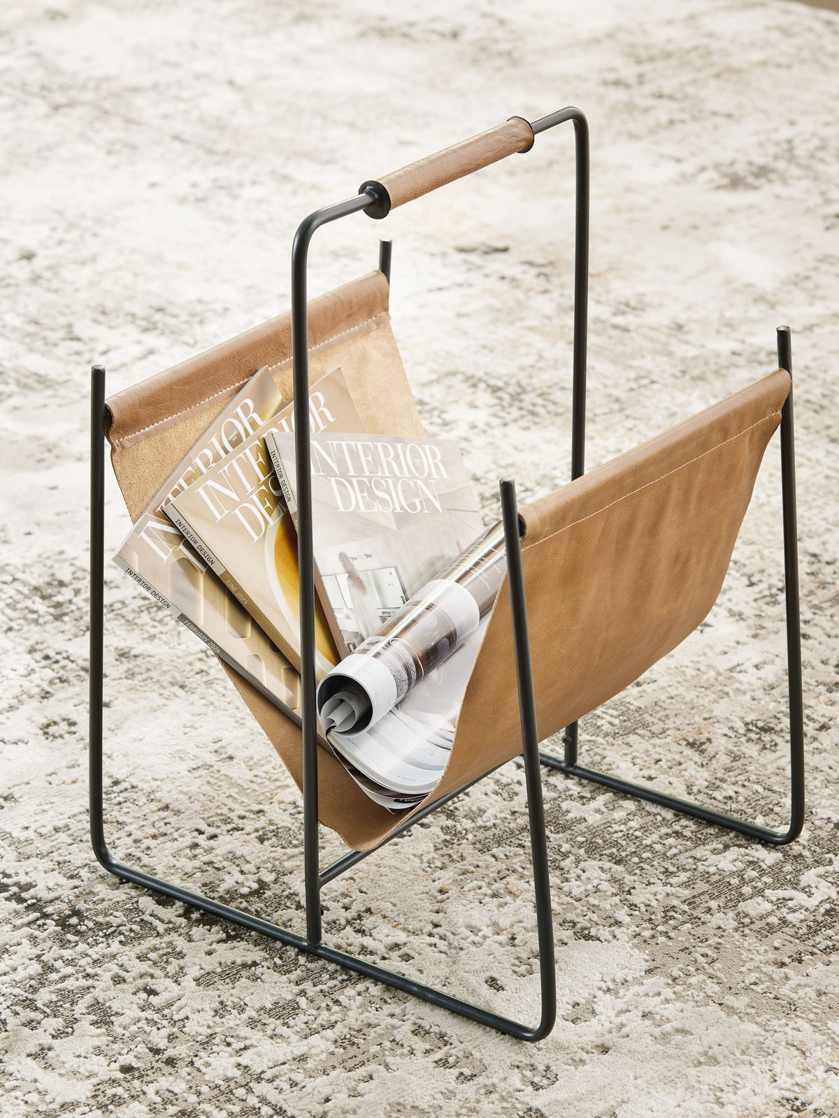 Brown Magazine Rack Faronworth - Brown / Black - Magazine Rack - Storage Baskets by Signat
