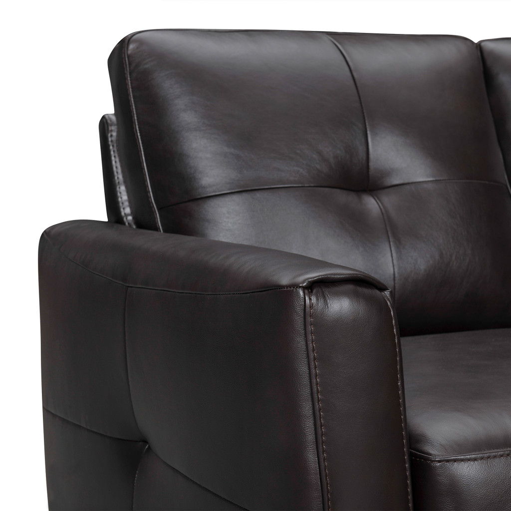 Sofa Leather With Brown Legs - Black