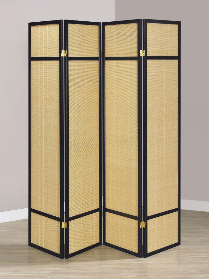 Pearce - 4-Panel Bamboo Room Divider Folding Screen - Natural by Coaster Fine Furniture | Bel Furniture