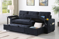 Ashlyn II - 84"W Woven Fabric Reversible Sleeper Sectional Sofa with Storage Chaise by Lilola Home | Bel Furniture