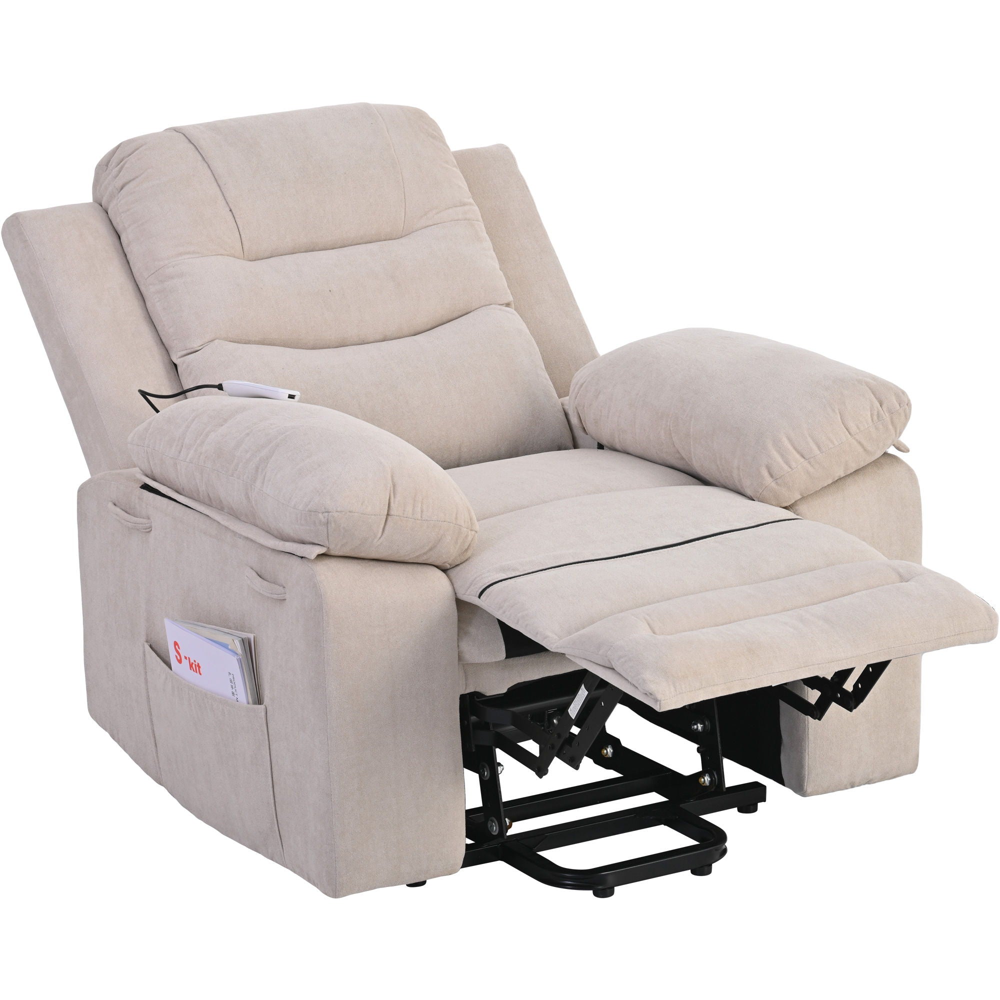 Massage Recliner, Power Lift Chair With Adjustable Massage And Heating Function, Recliner Chair With Infinite Position And Side Pocket For Living Room