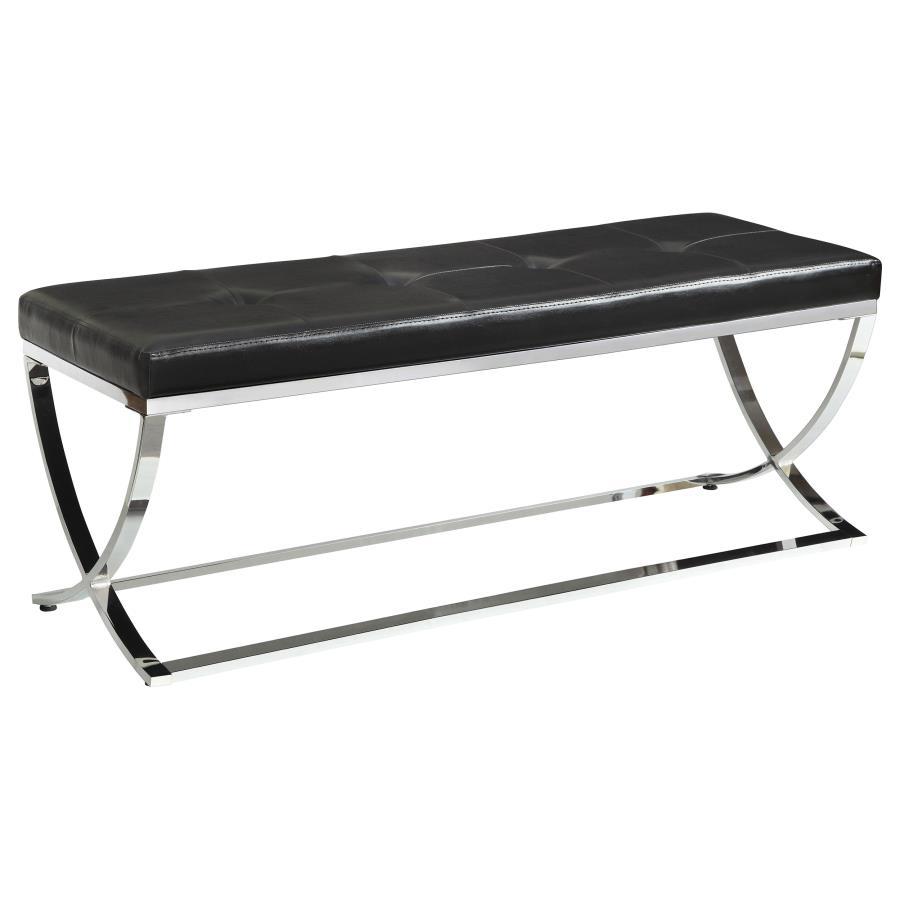 Walton - Leatherette Upholstered Tufted Accent Bench Black by CoasterEssence | Bel Furniture