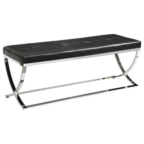 Walton - Leatherette Upholstered Tufted Accent Bench Black by CoasterEssence | Bel Furniture