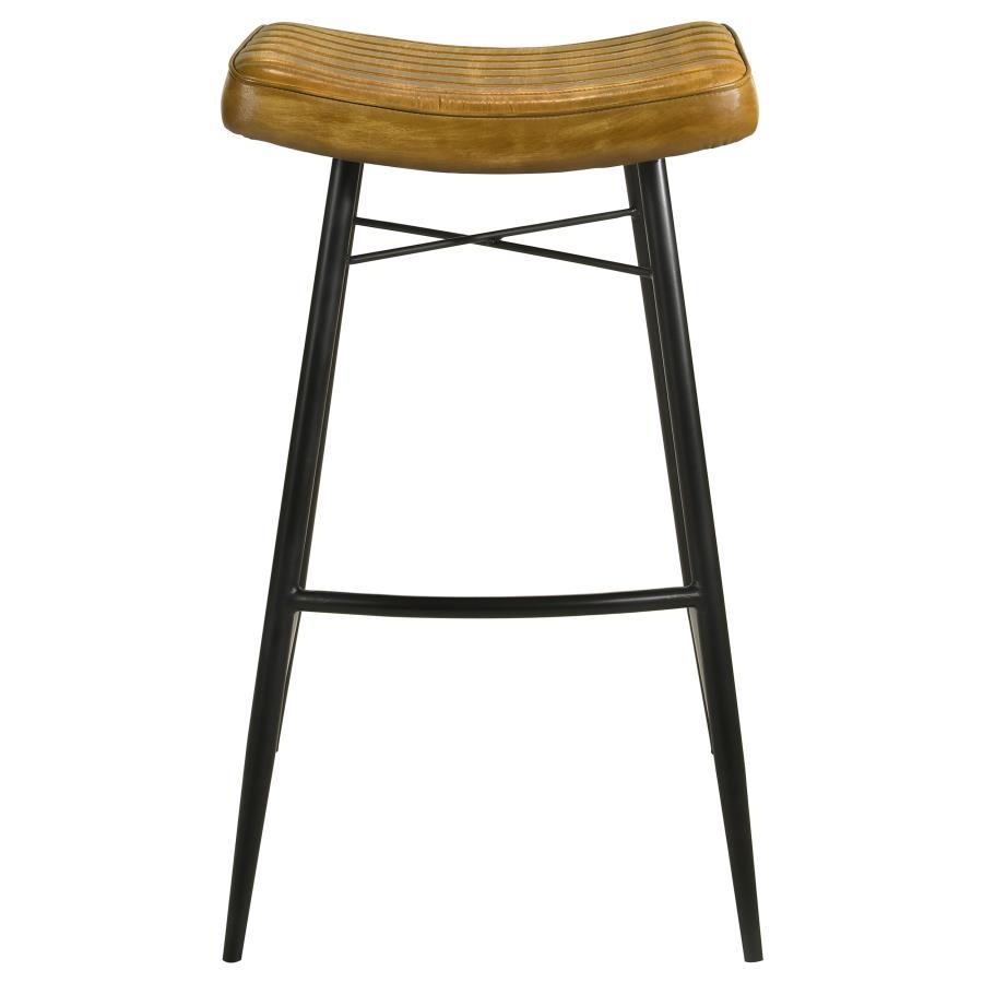 Bayu - Leather Upholstered Saddle Seat Backless Bar Stool (Set of 2)