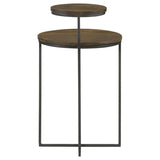 Yael - Round Mango Wood Accent Side Table - Natural And Gunmetal by CoasterEssence | Bel Furniture
