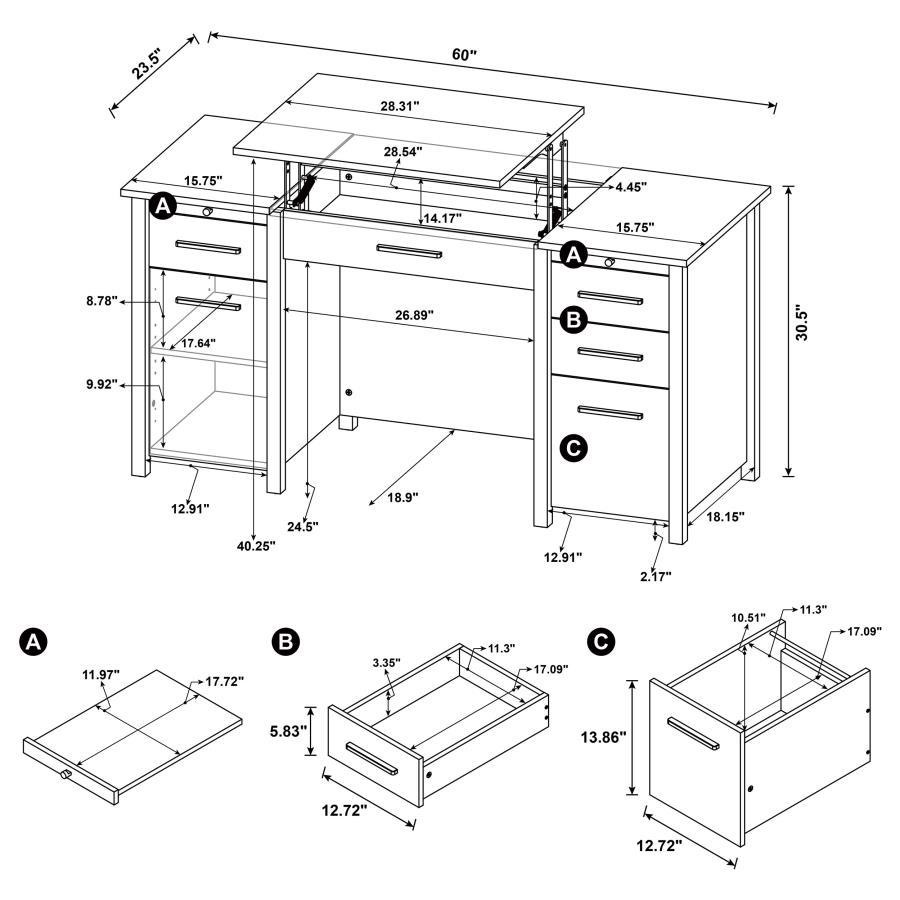 Dylan - 4-Drawer Lift Top Office Desk