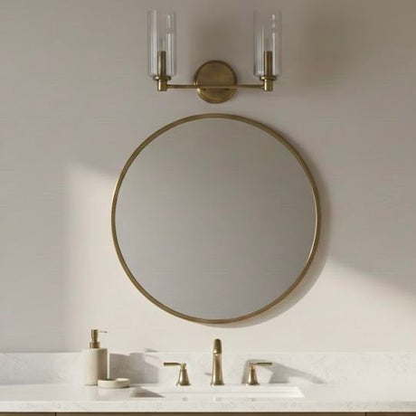 Regal - Double Light Vanity With Clear Ribbed Satin - Antique Brass / Clear - view 12