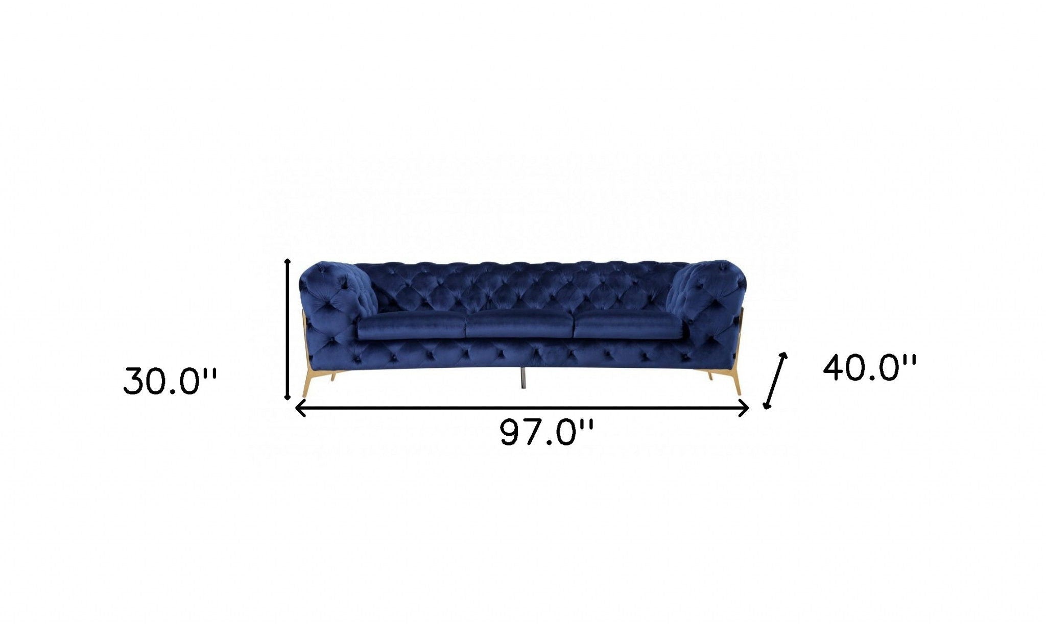 Contemporary Velvet Accent Sofa - Blue / Gold